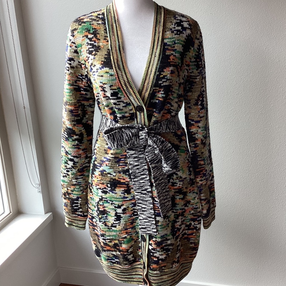 Missoni Cardigan with Belt fits like Women’s S/M Eclectic Colorful
